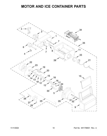 Motor and ice container parts