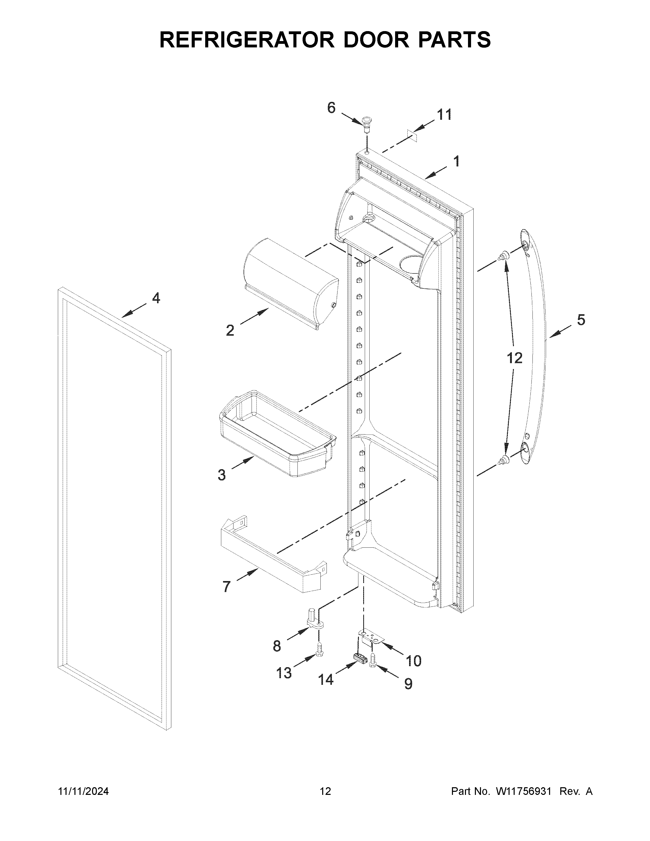 Refrigerator door parts