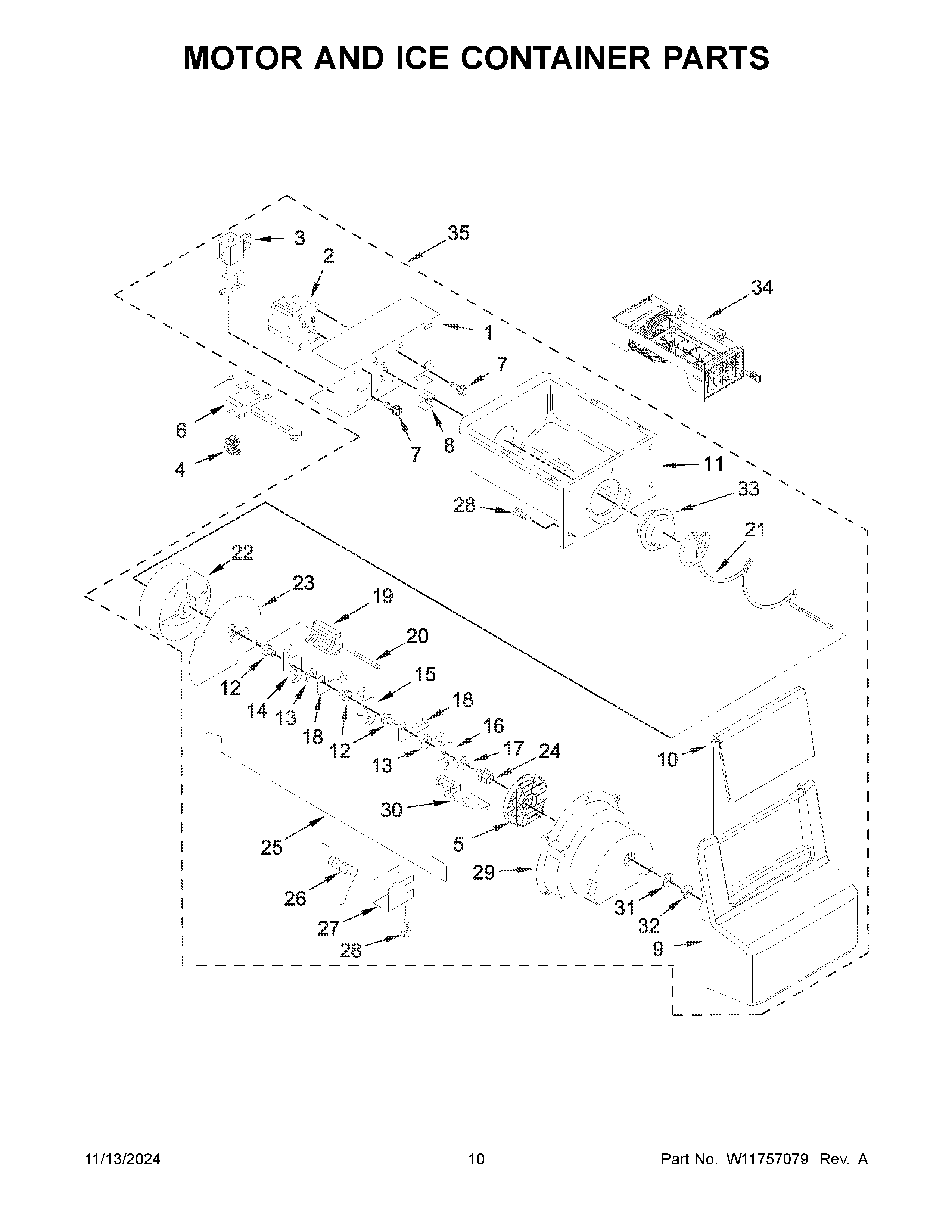 MOTOR AND ICE CONTAINER PARTS