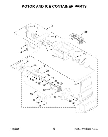 Motor and ice container parts