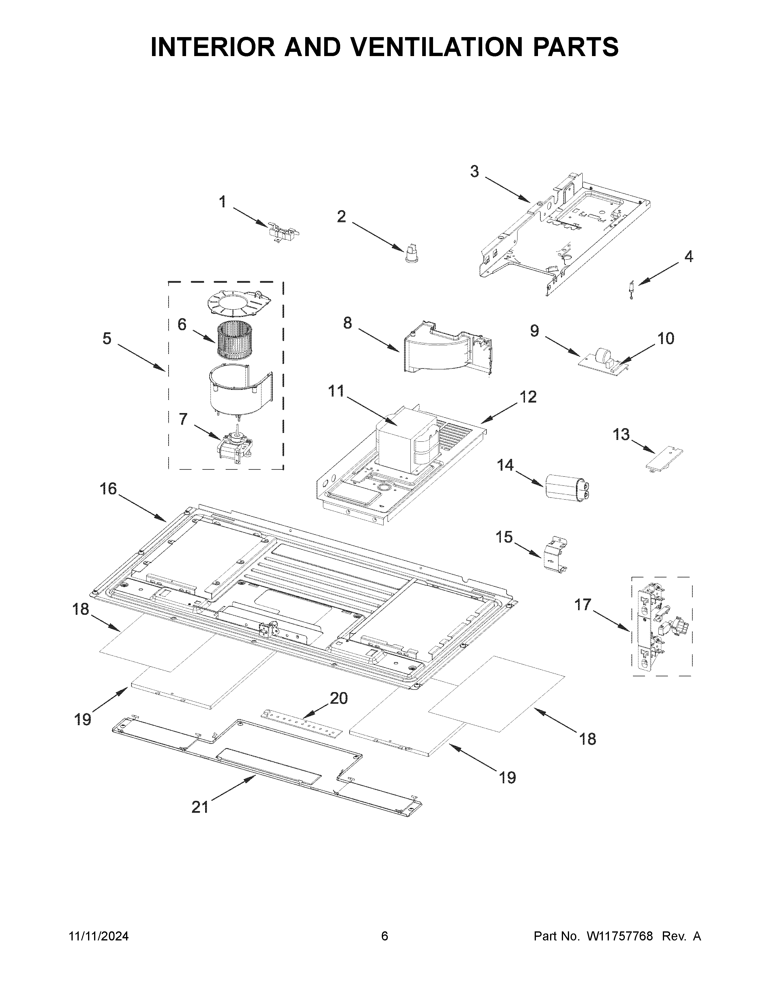 Interior and ventilation parts