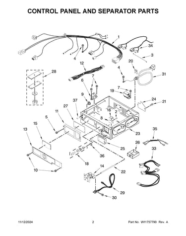 Control panel and separator parts