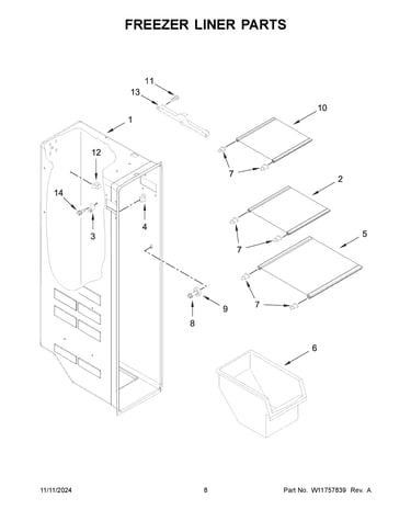 Freezer liner parts