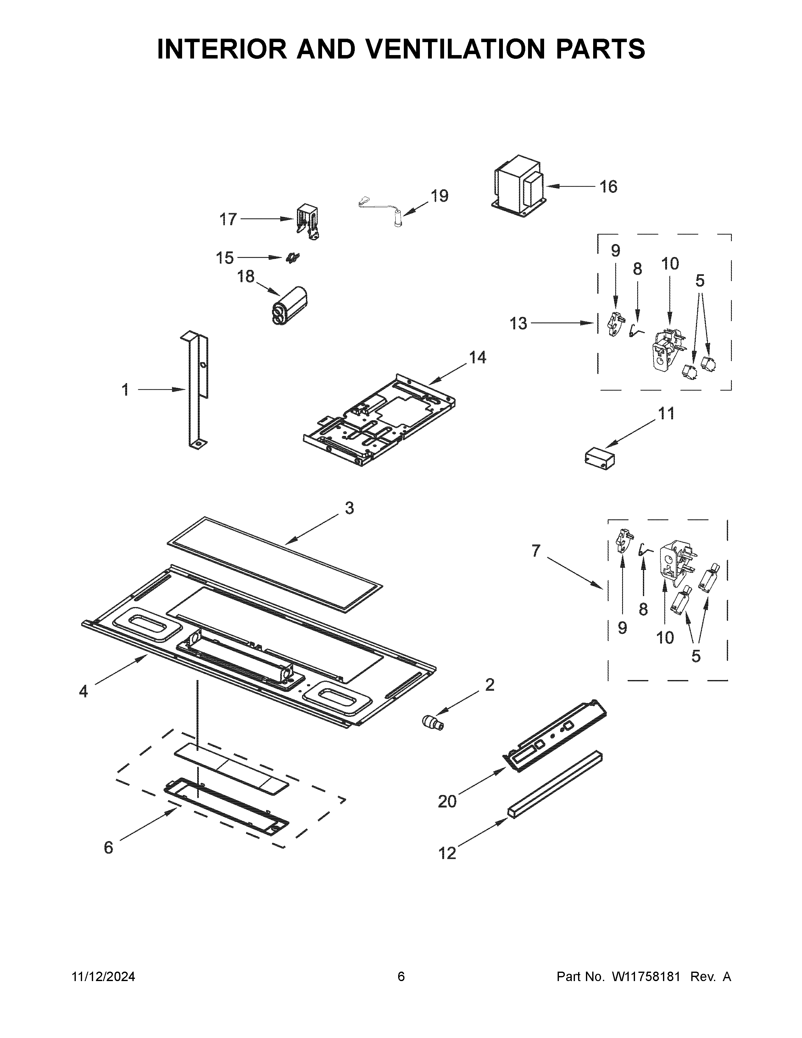 Interior and ventilation parts