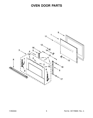 Oven door parts