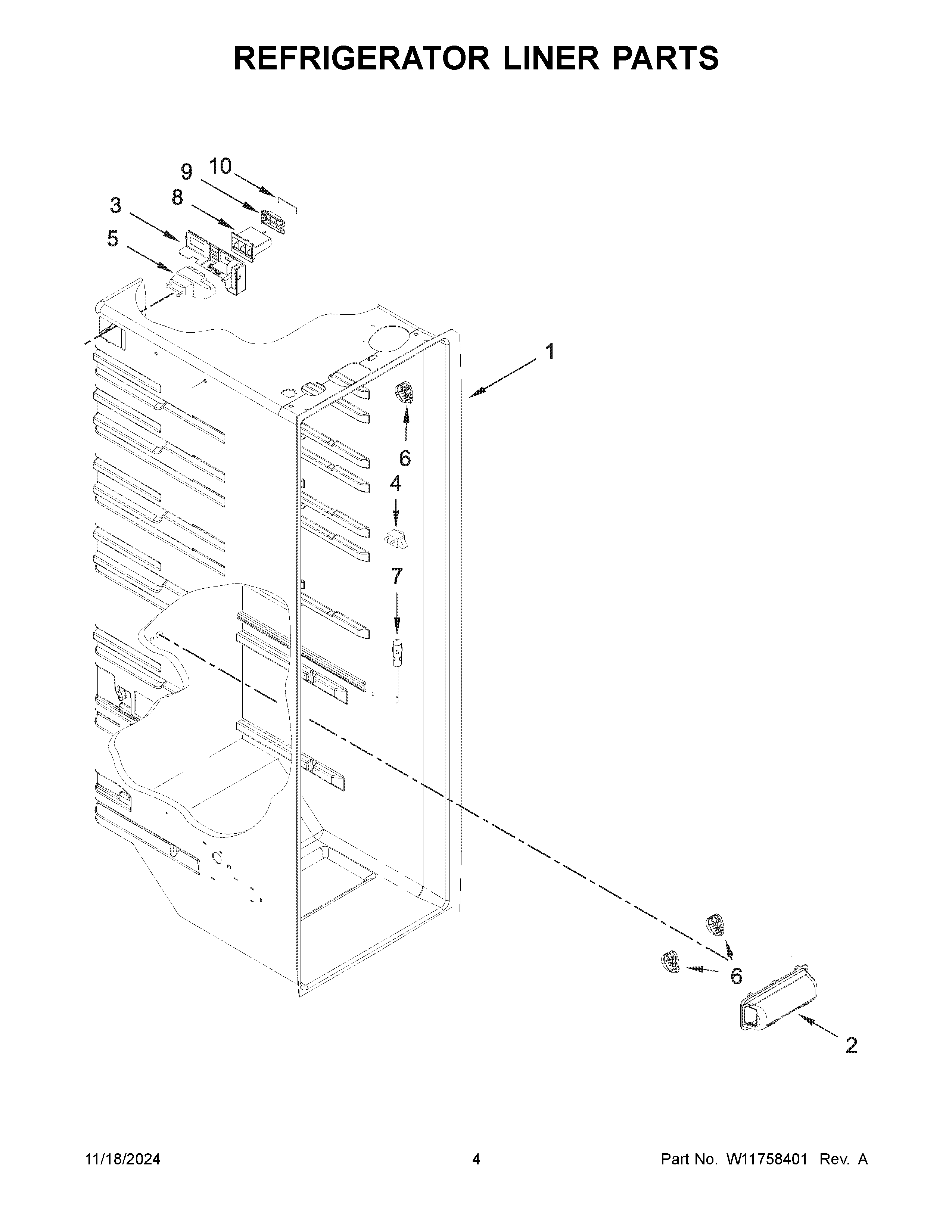 Refrigerator liner parts
