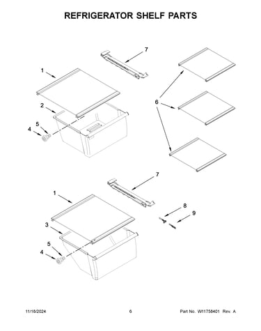 Refrigerator shelf parts