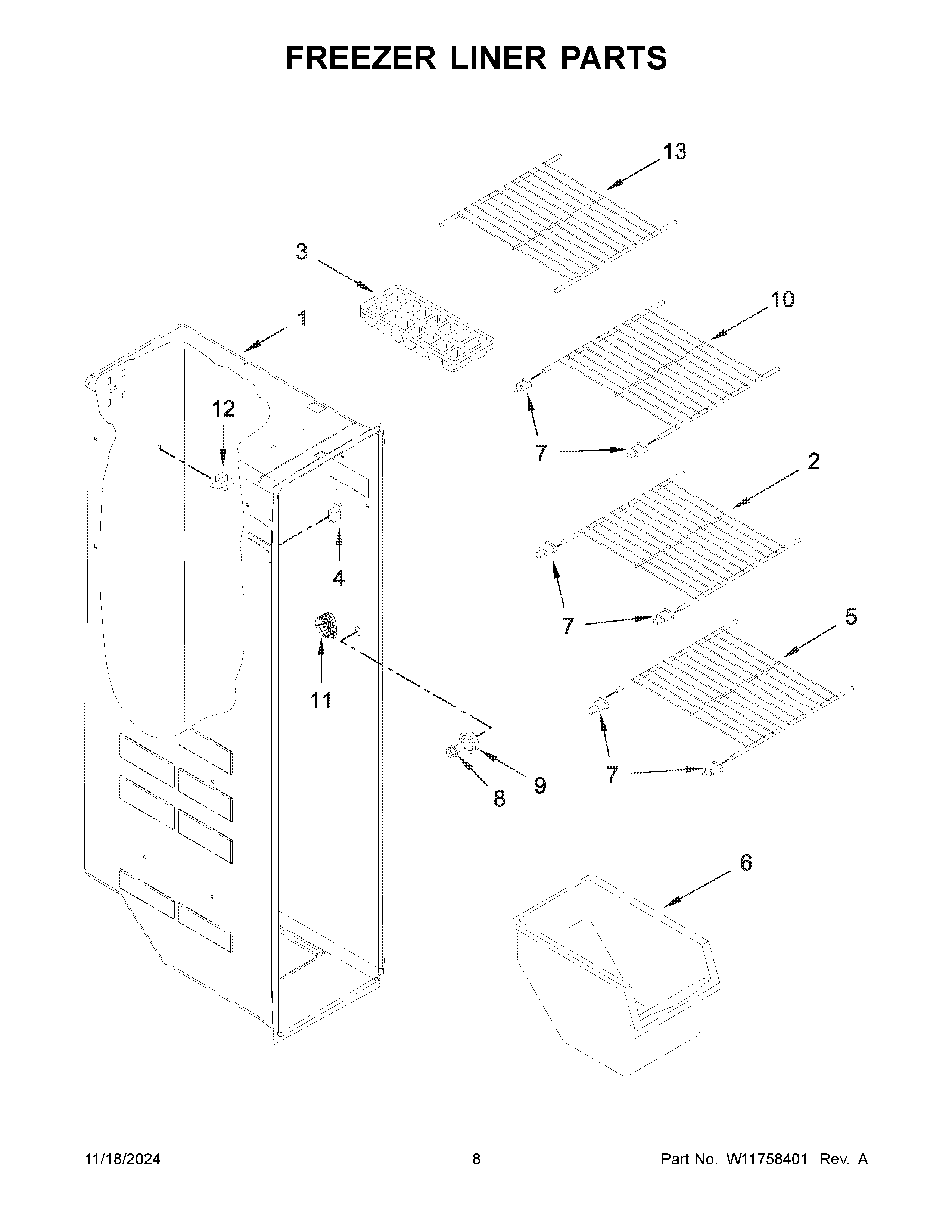 Freezer liner parts