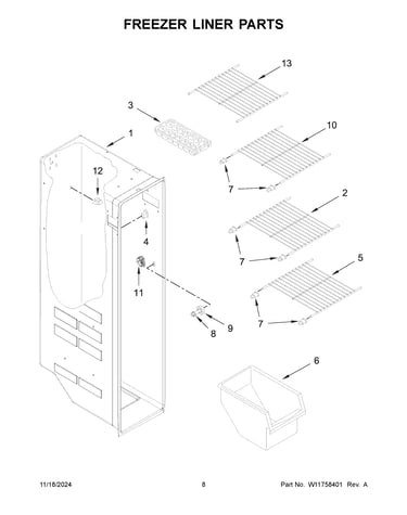 Freezer liner parts