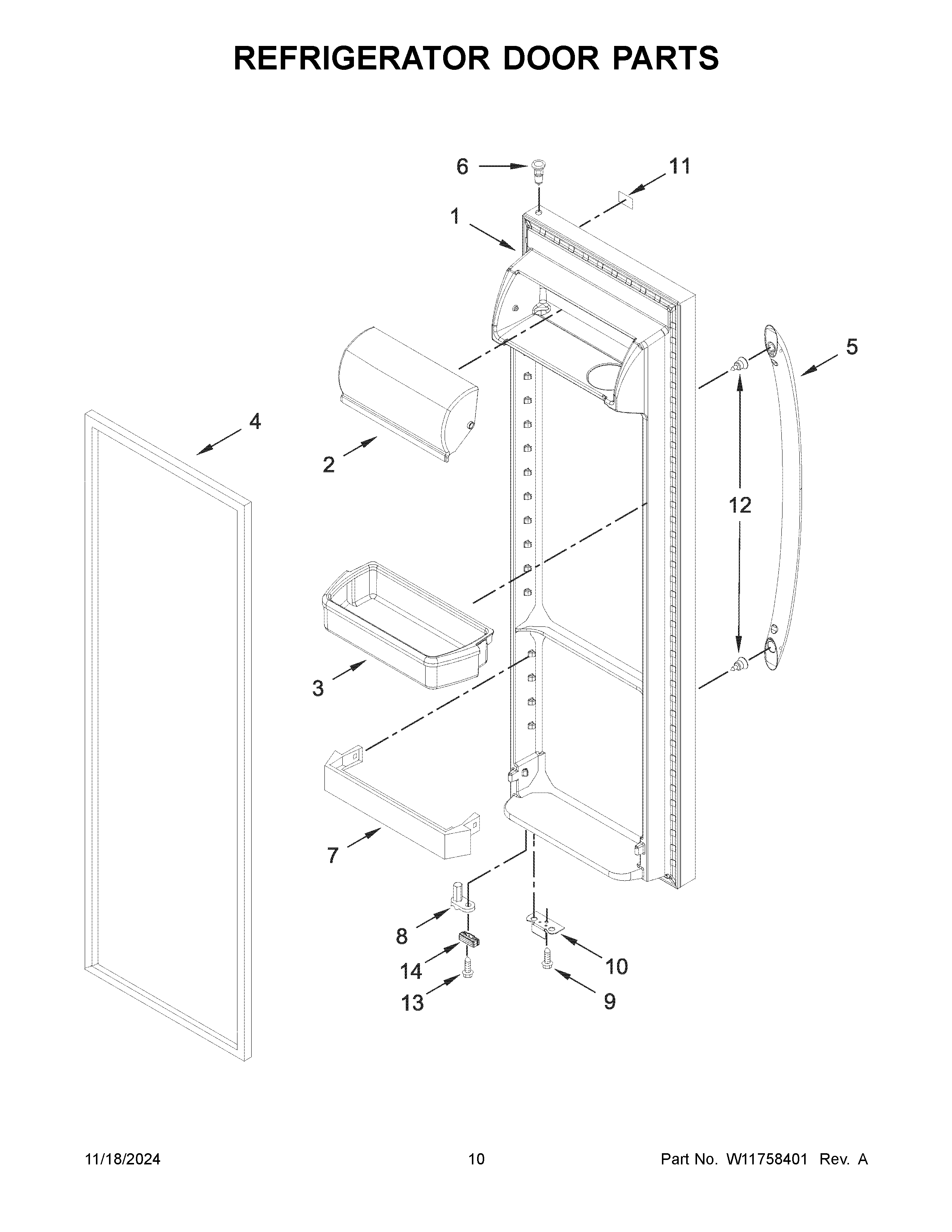 Refrigerator door parts