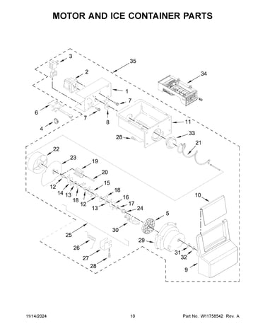 Motor and ice container parts