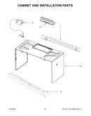 Cabinet and installation parts