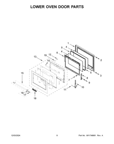 Lower oven door parts