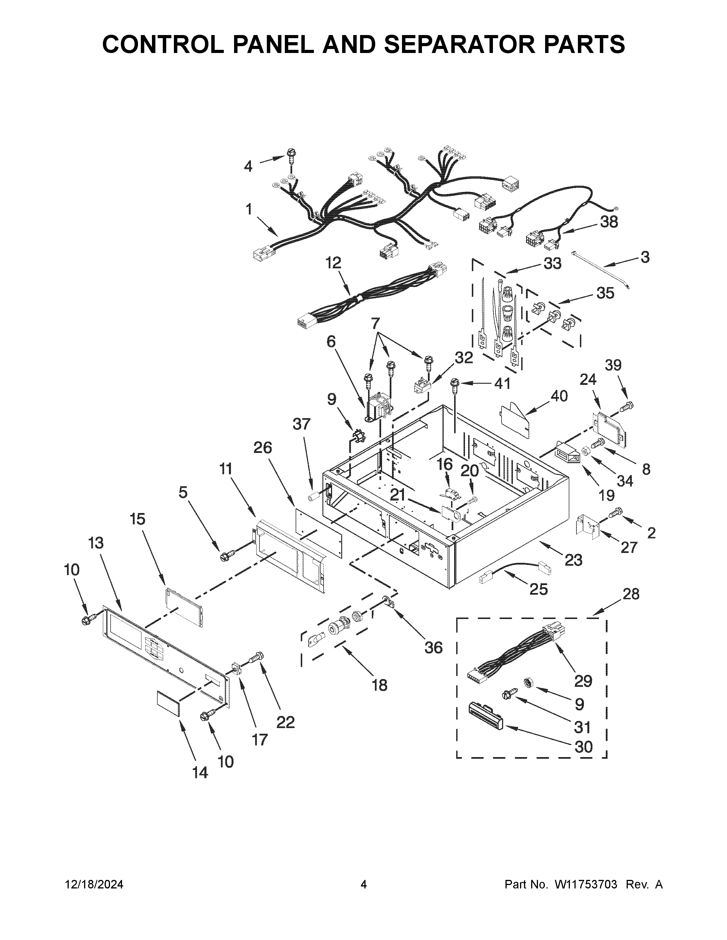 Control panel and separator parts