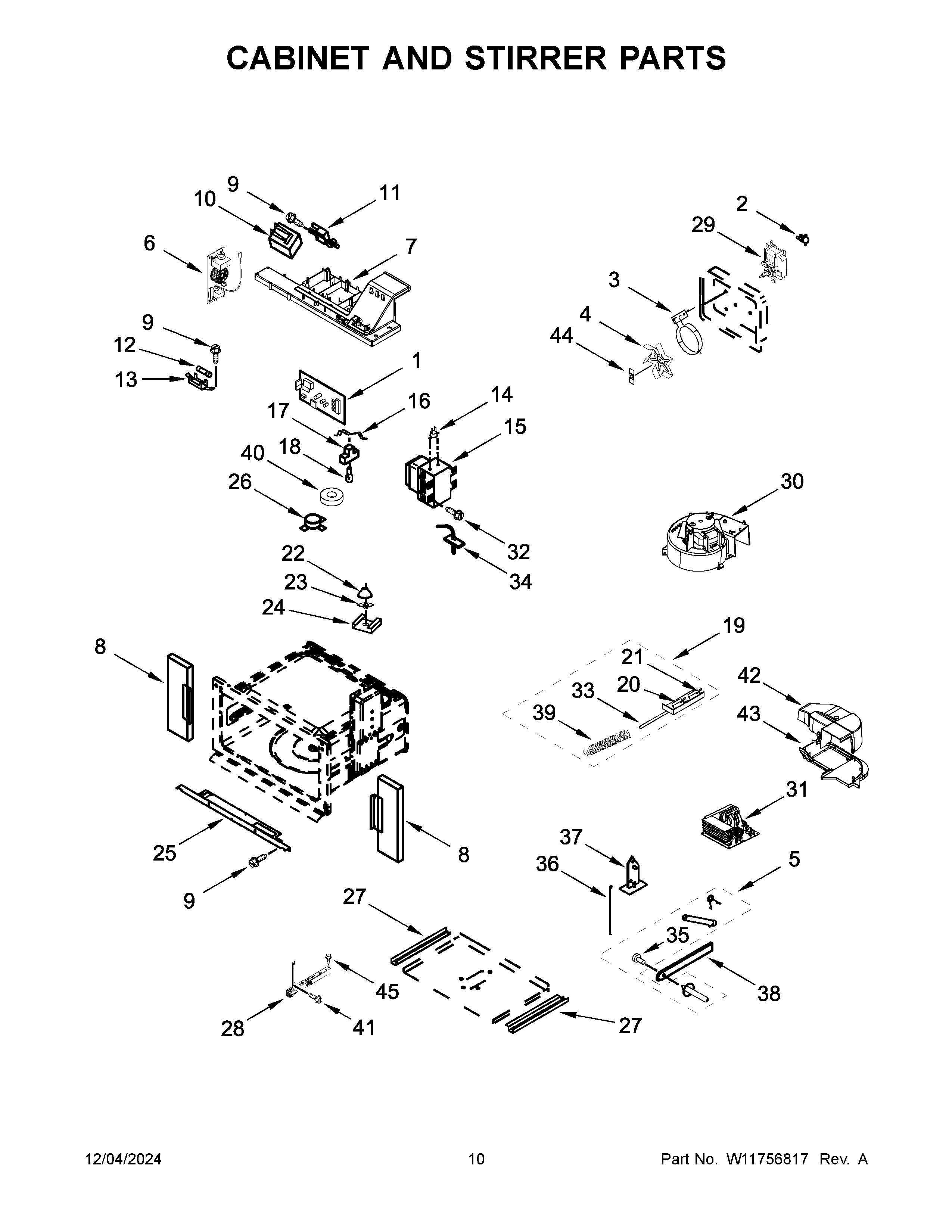 Cabinet and stirrer parts