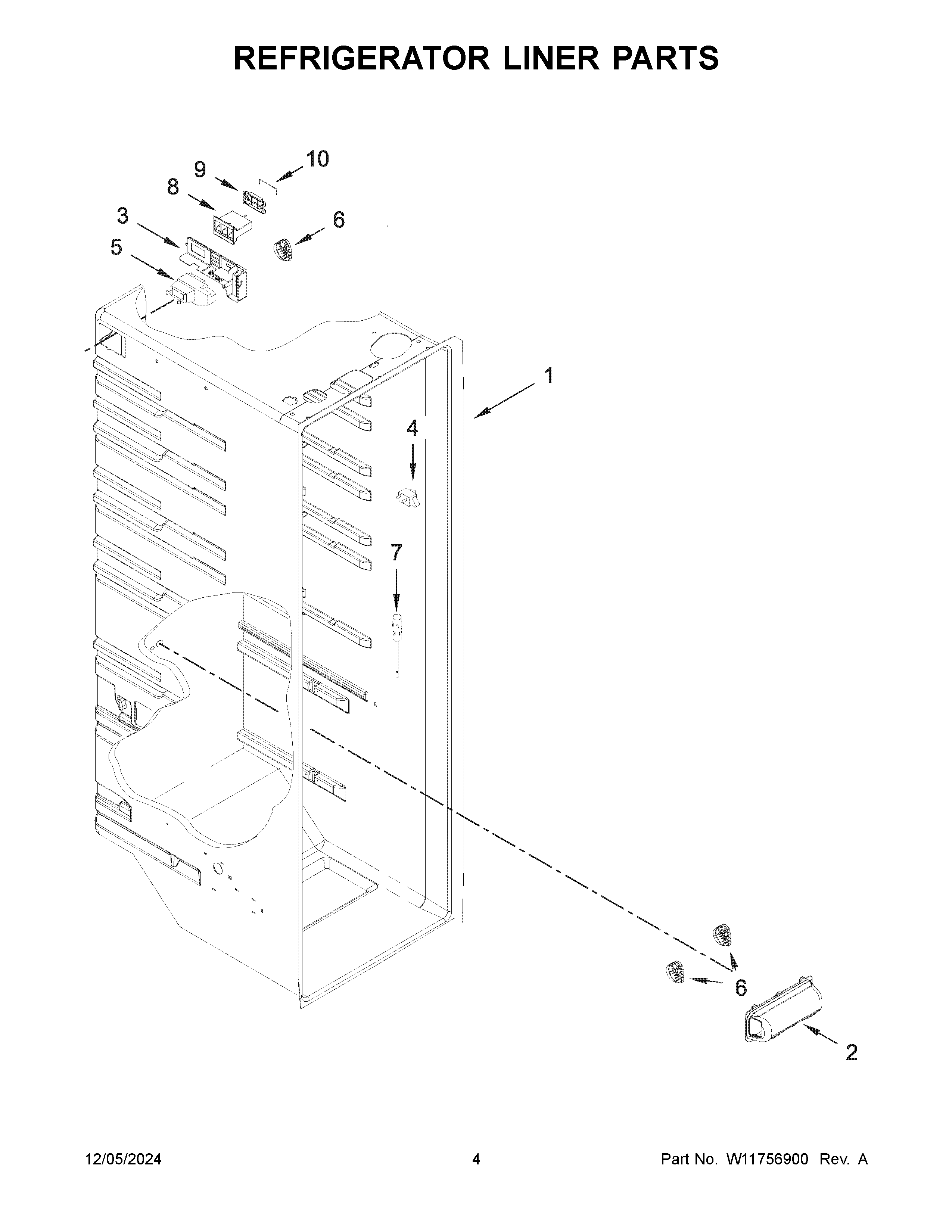 Refrigerator liner parts