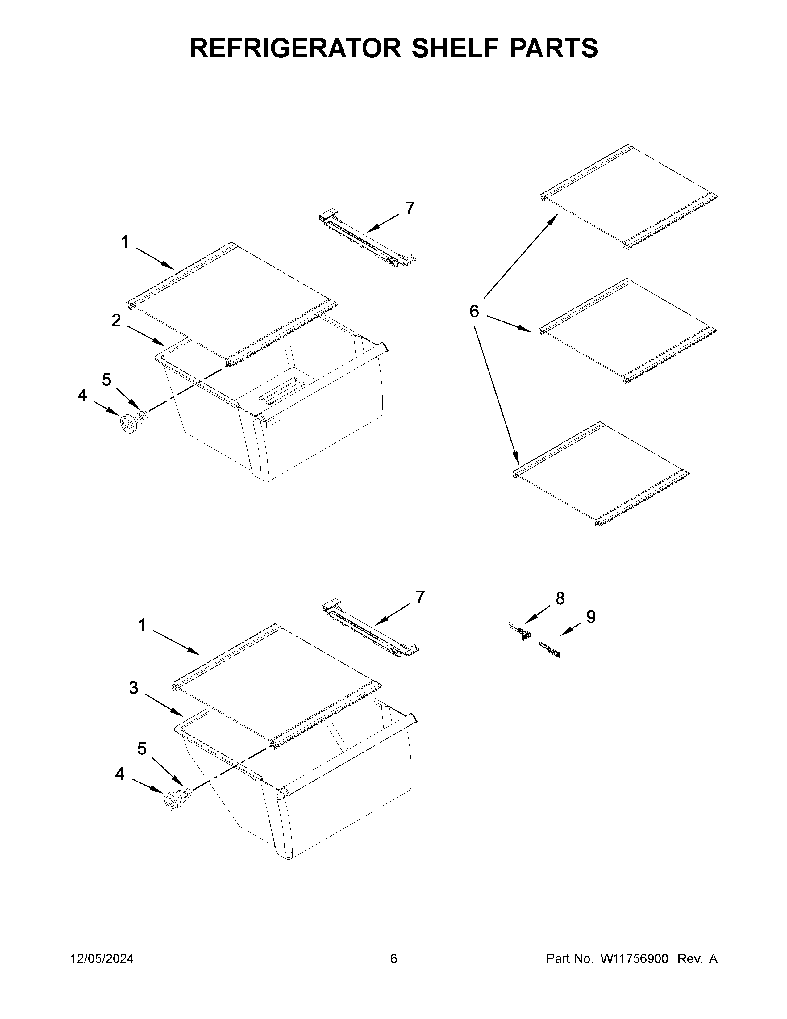 Refrigerator shelf parts