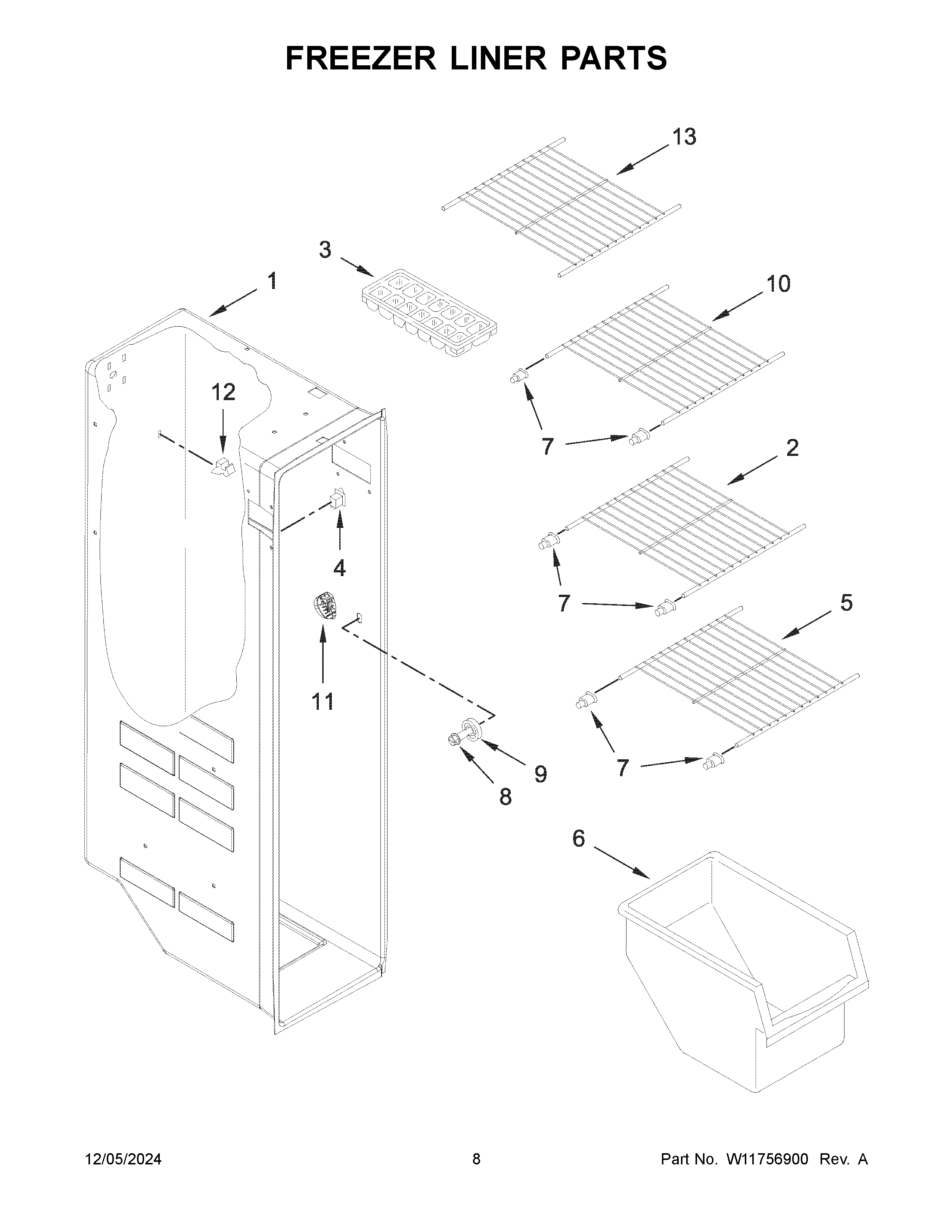 Freezer liner parts