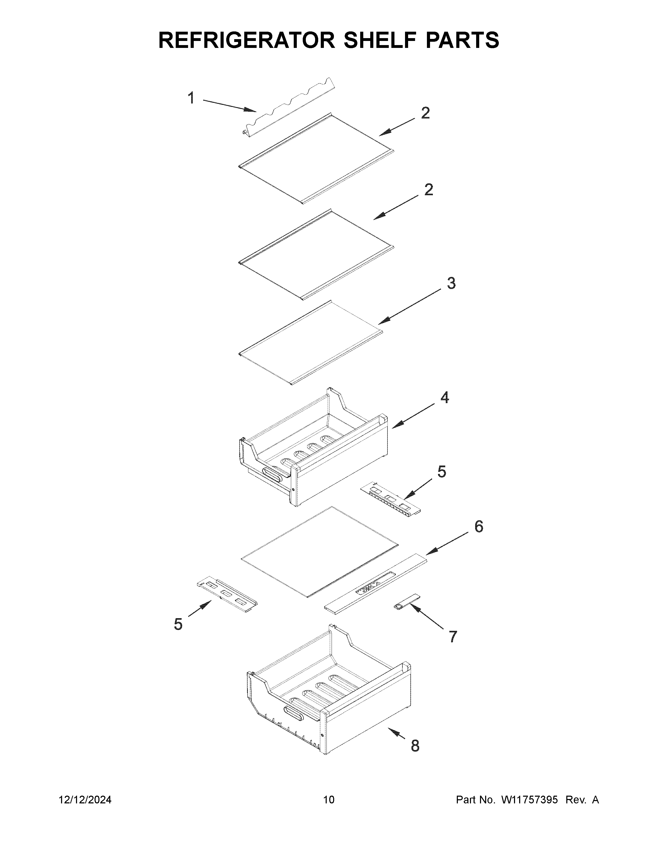 Refrigerator shelf parts