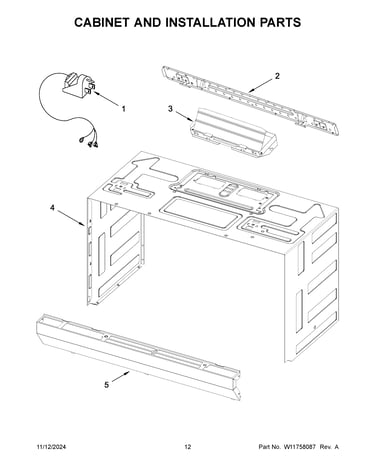 Cabinet and installation parts