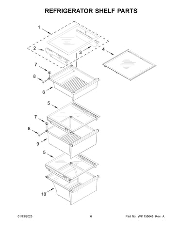 Refrigerator shelf parts