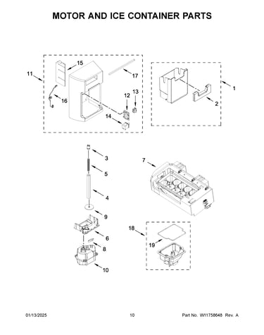 Motor and ice container parts