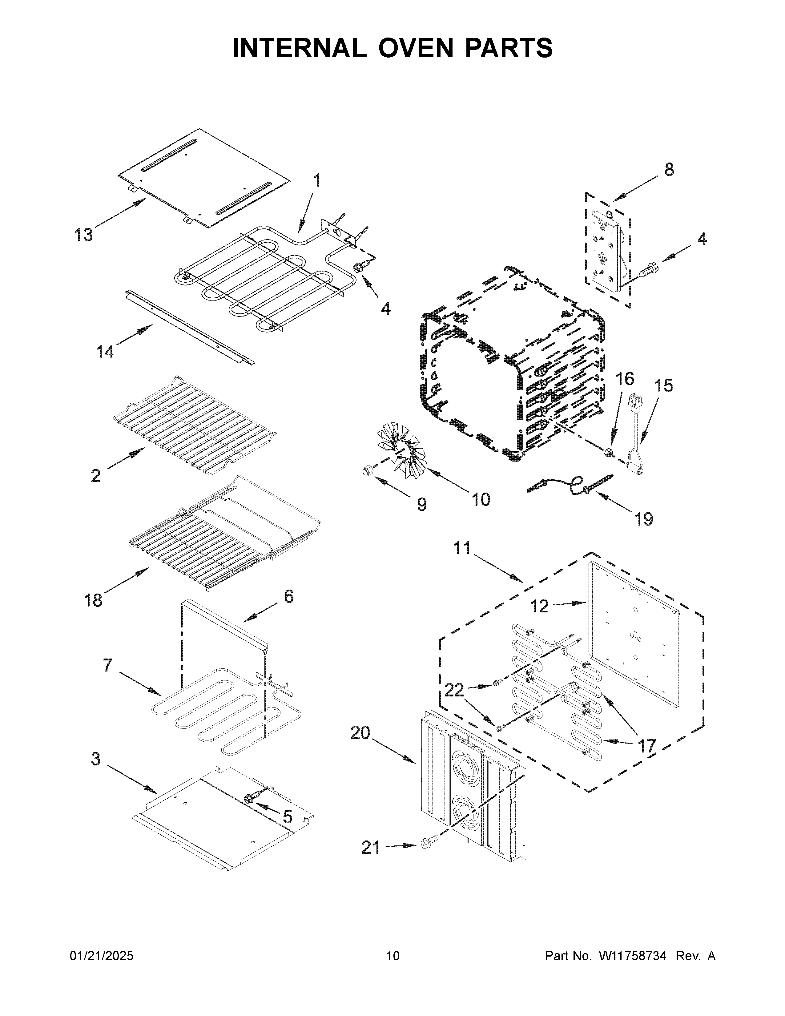Internal oven parts