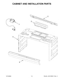 Cabinet and installation parts