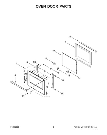 Oven door parts