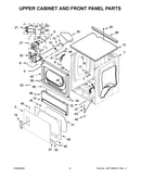 Upper cabinet and front panel parts