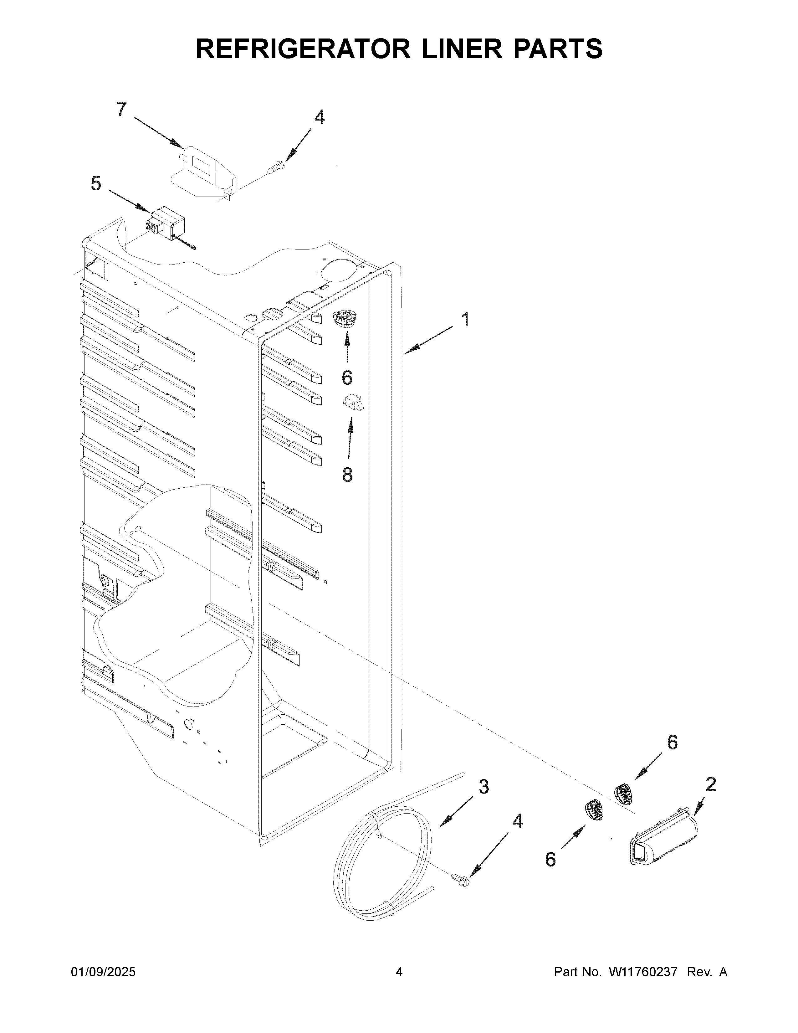 Refrigerator liner parts