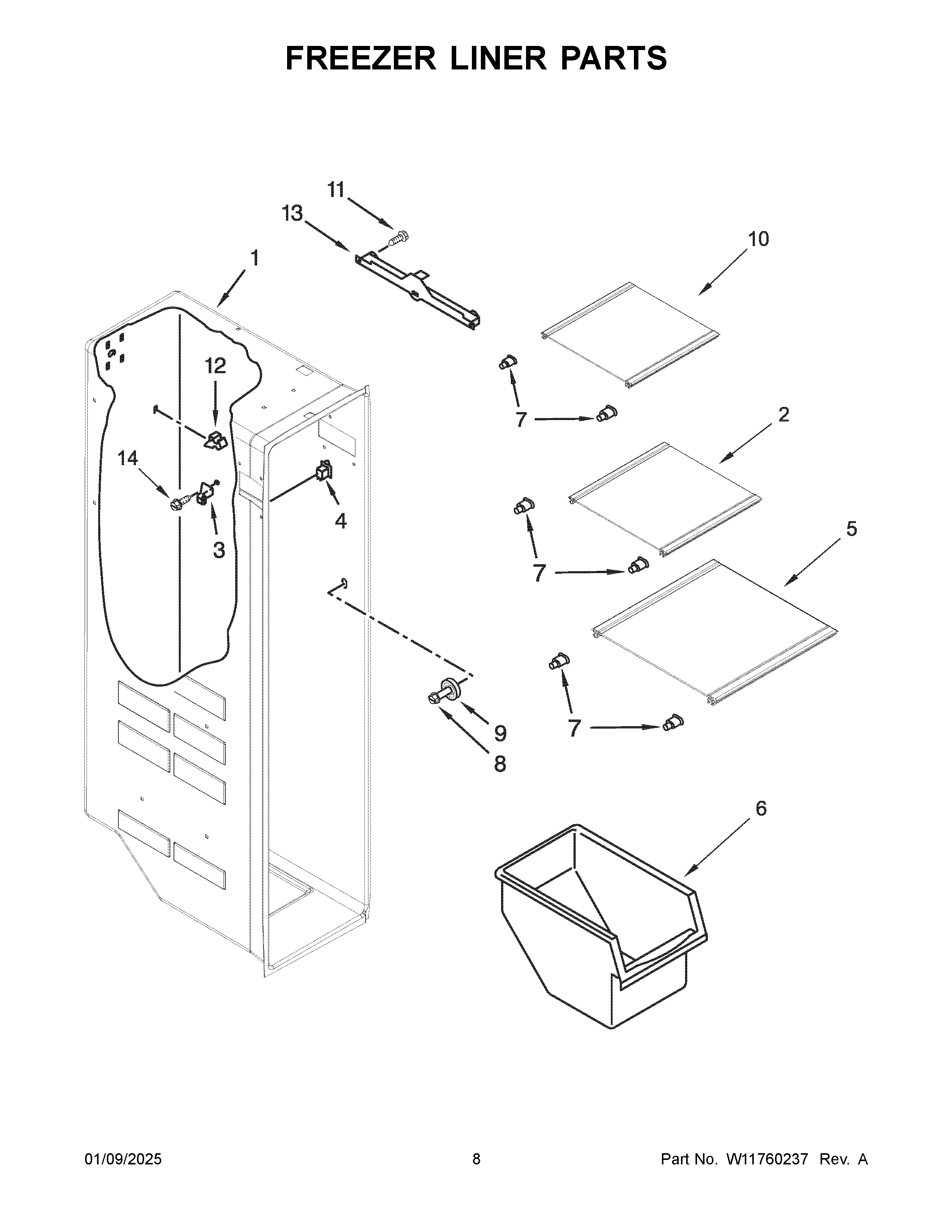 Freezer liner parts
