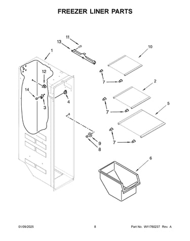 Freezer liner parts