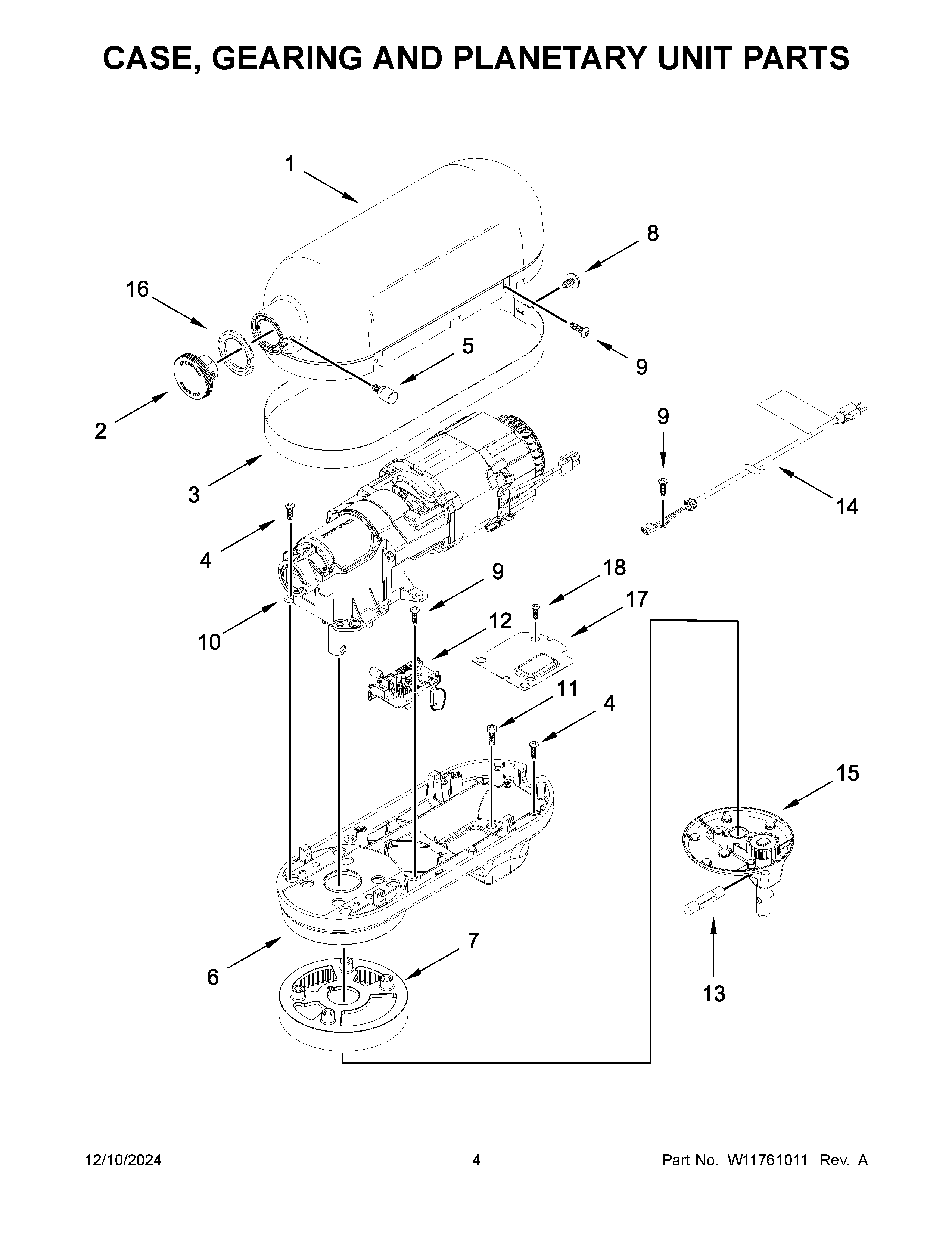 Case, gearing and planetary unit parts