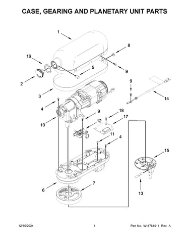 Case, gearing and planetary unit parts