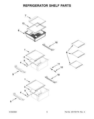 Refrigerator shelf parts