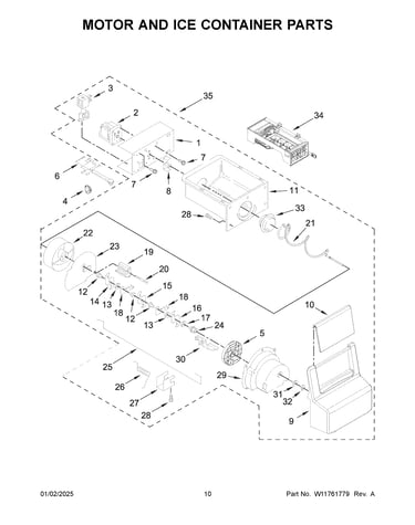 Motor and ice container parts