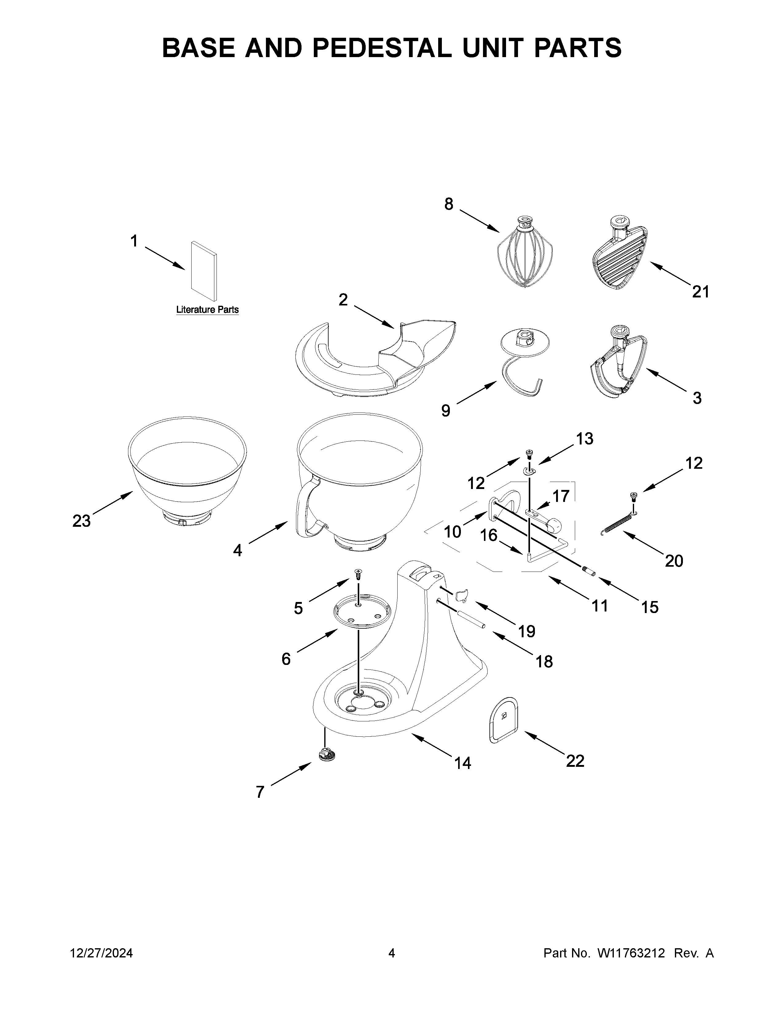 Base and pedestal unit parts