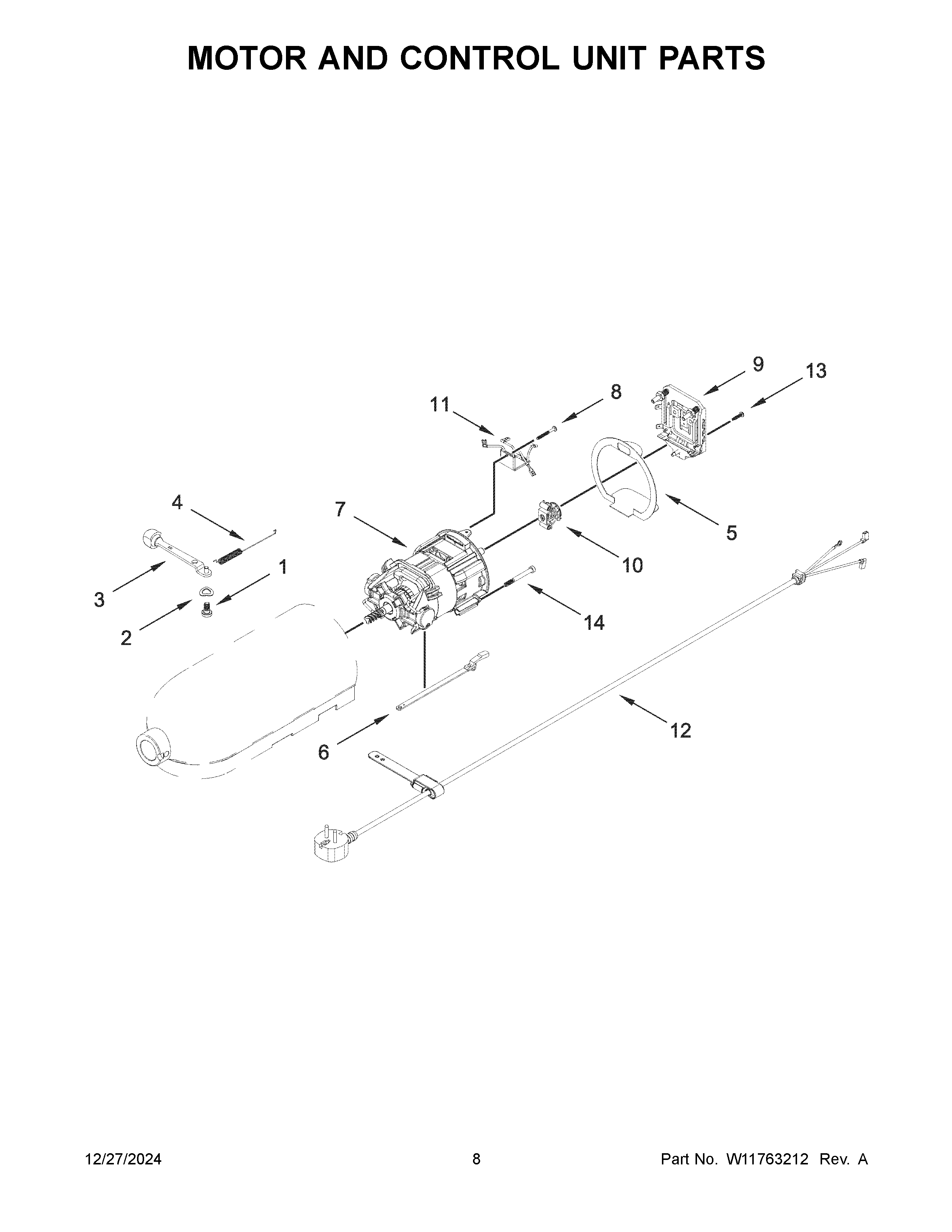 Motor and control unit parts