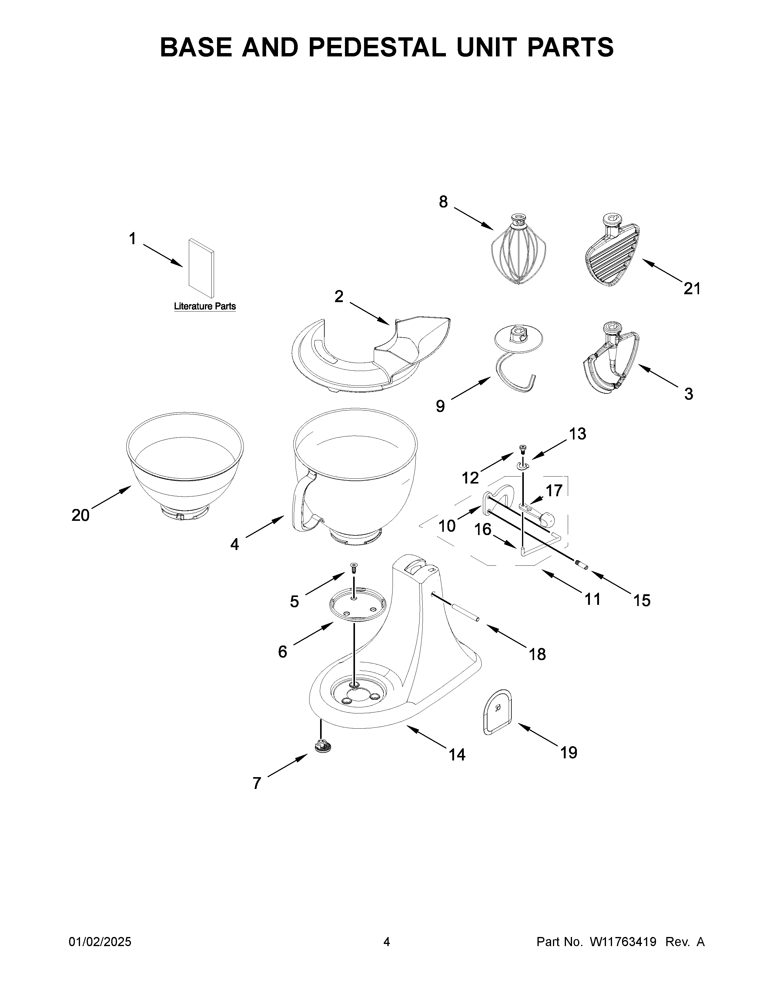 Base and pedestal unit parts