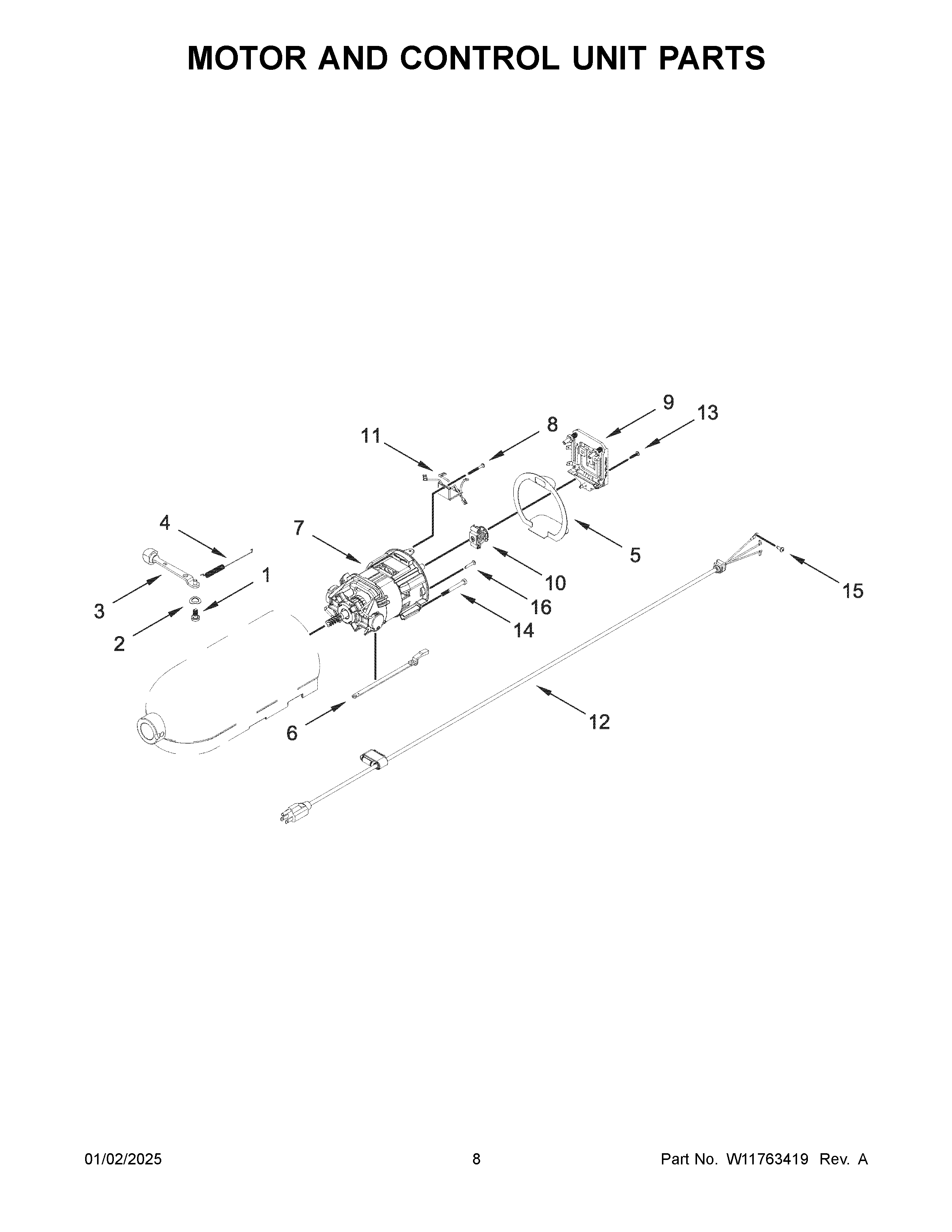 Motor and control unit parts