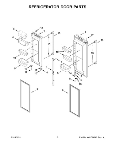 Refrigerator door parts