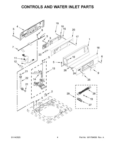 Controls and water inlet parts