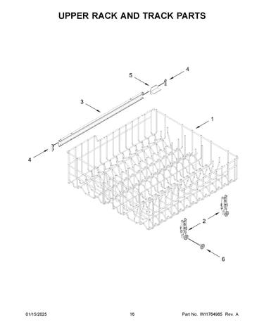 Upper rack and track parts