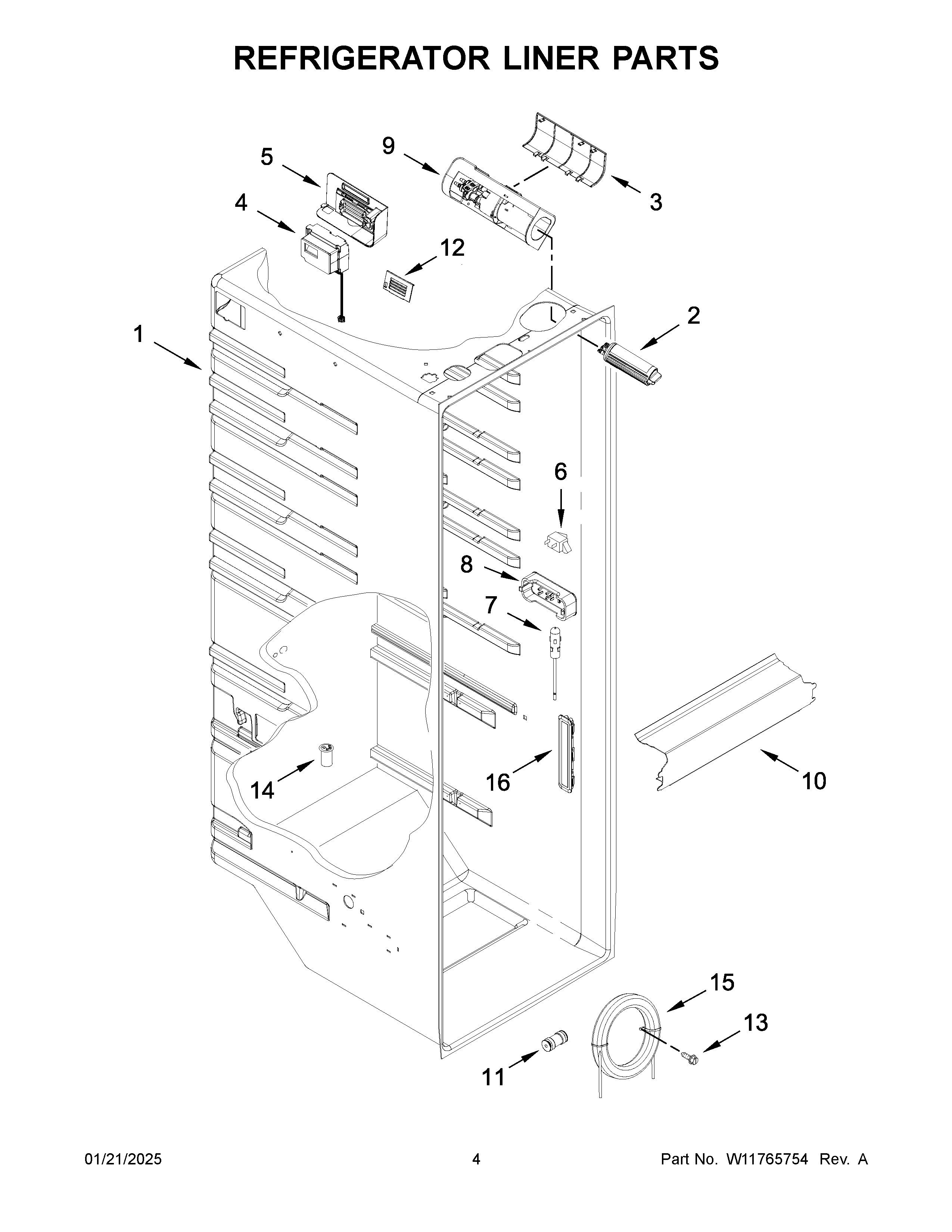 Refrigerator liner parts