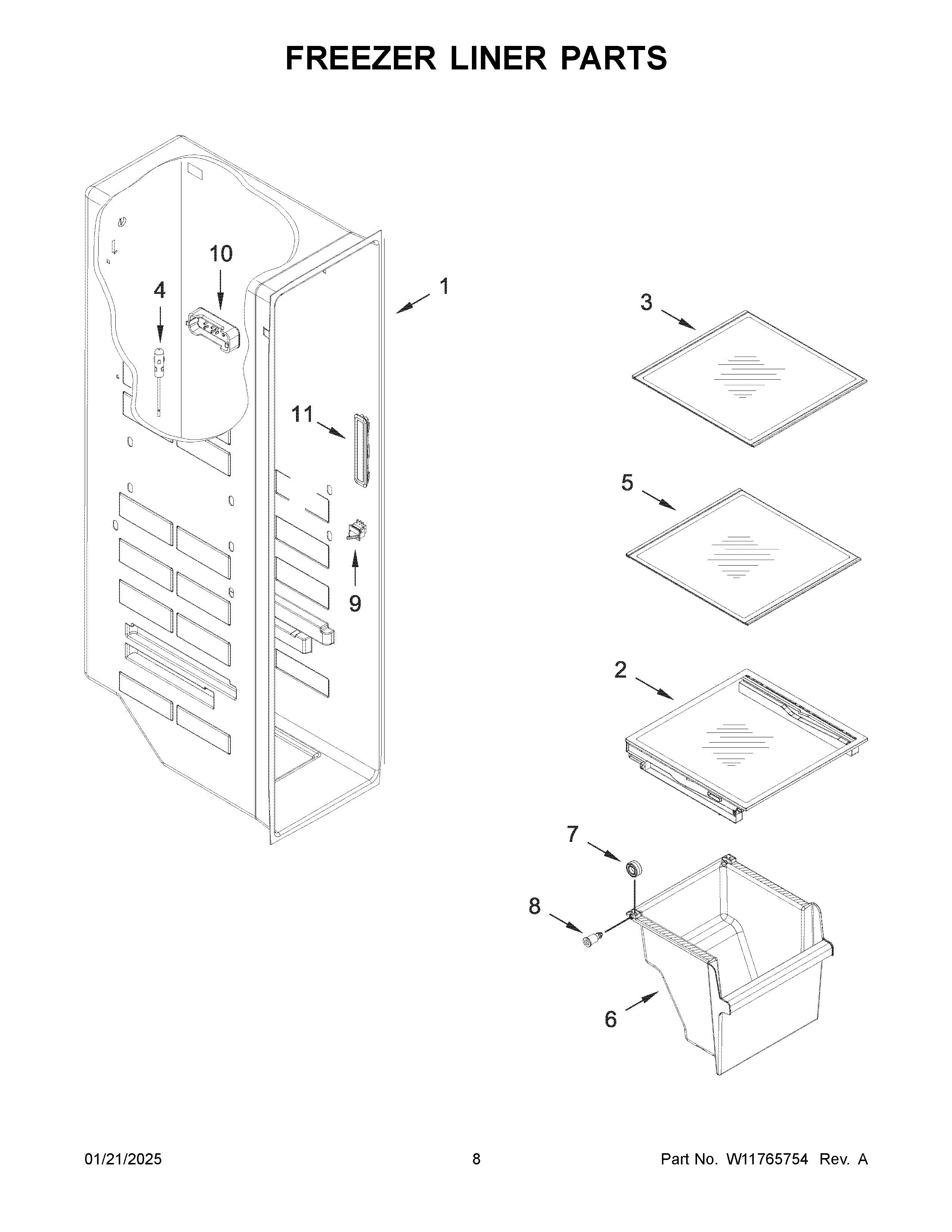 Freezer liner parts