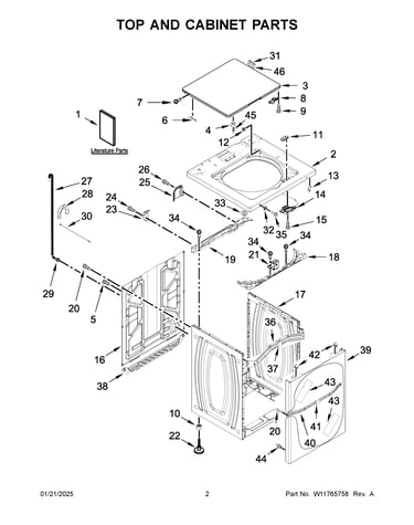 Top and cabinet parts