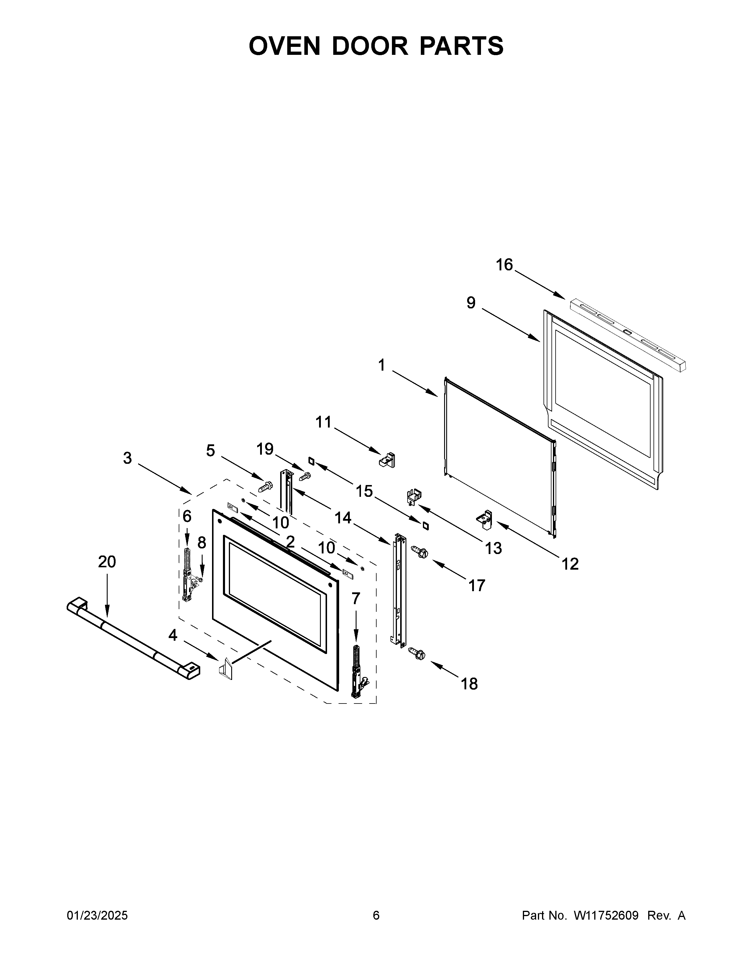 Oven door parts