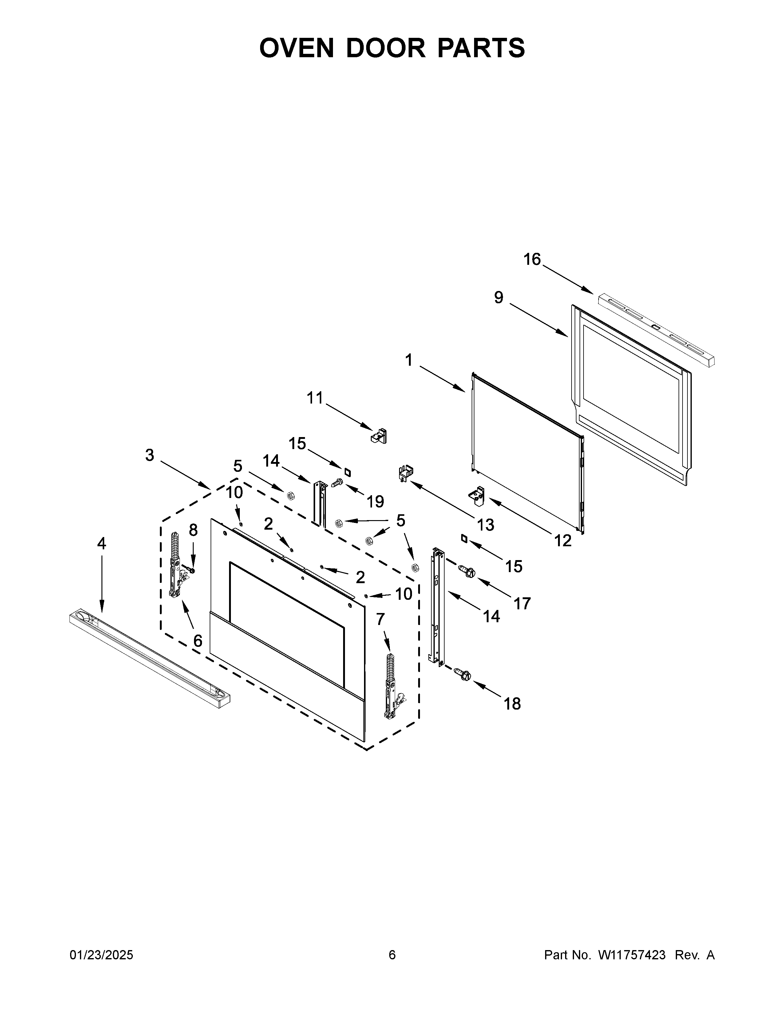 Oven door parts