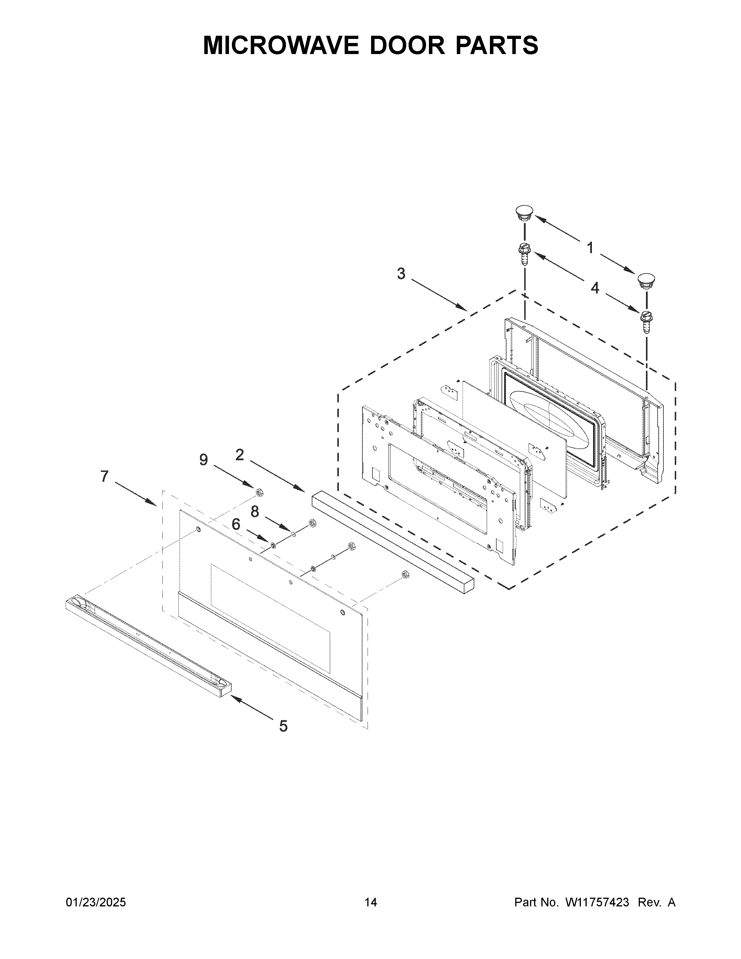 Microwave door parts
